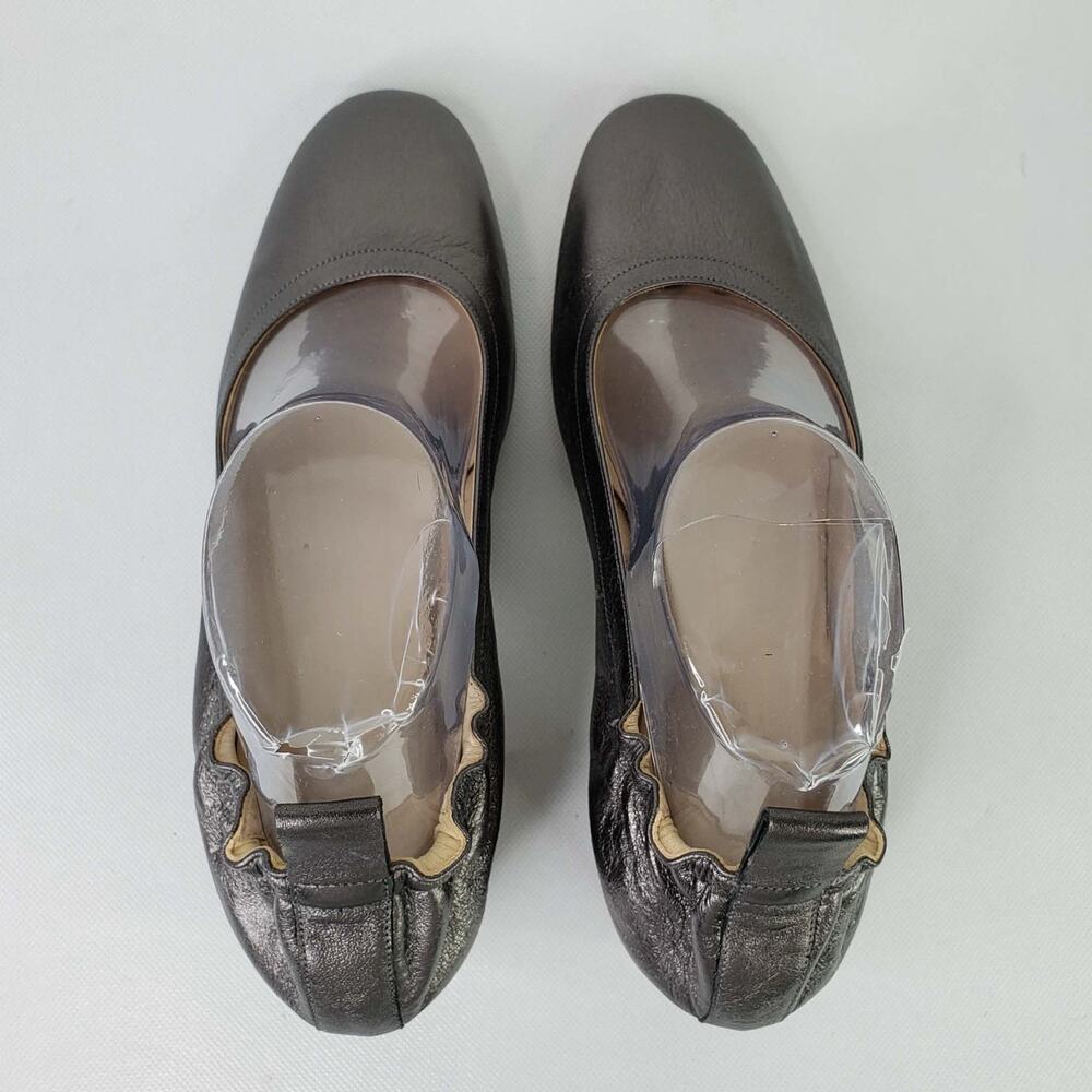 Everlane Women's The Italian Leather Day Block Heel Metallic Grey Size 9.5 - Picture 6 of 10